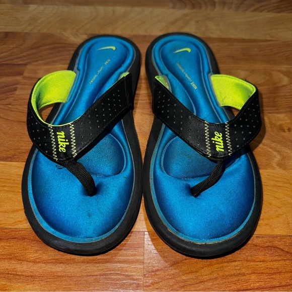 Nike Comfort Thong Black/Volt Ladies Sandals 354925-002 Women’s Size 6 RAREST! - Picture 1 of 7
